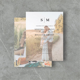 Carte Postale Photo Heart Calligraphy QR Code Mariage