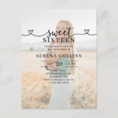 Carte Postale Photo Heart Calligraphy Sweet 16 (Devant)