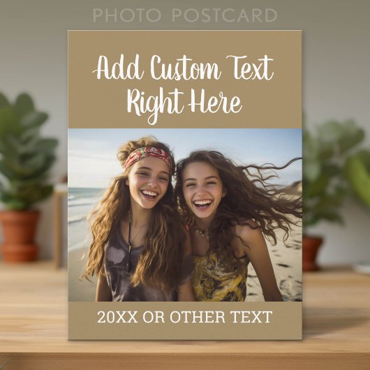 Carte Postale Photo horizontal avec texte de script et année