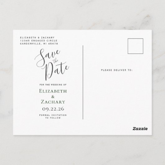 Carte Postale Photo Hunter Green Silver Agate Enregistrer la dat (Dos)