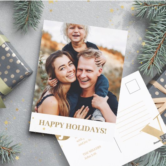 Carte Postale Photo Joy Noël Fête de famille Écriture liée