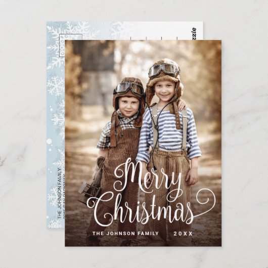 Carte Postale PHOTO Joyeux Noël moderne Salutation de vacances (Devant / Derrière)