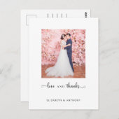 Carte Postale Photo Love and Thanks Elegant Script Chic Wedding (Devant / Derrière)