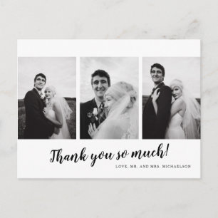 Carte Postale PHOTO MARIAGE MERCI Moderne minimaliste