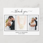 Carte Postale photo mariage noir blanc script merci (Devant)