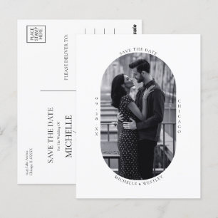 Carte Postale Photo Mariage noir et blanc minimum Enregistrer la