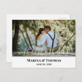 Carte Postale Photo Mariage Personnalisée Avec Calligraphie Mode (Devant / Derrière)