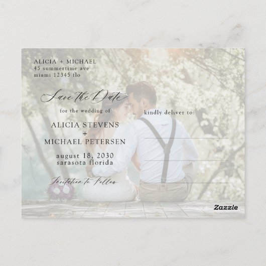 Carte Postale Photo mariage simple élégant moderne enregistrer l (Dos)