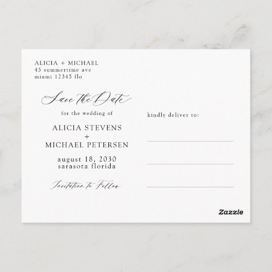 Carte Postale Photo mariage simple élégant moderne enregistrer l (Dos)