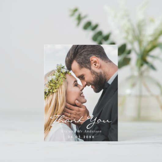 Carte Postale Photo merci mariage script moderne (Debout devant)