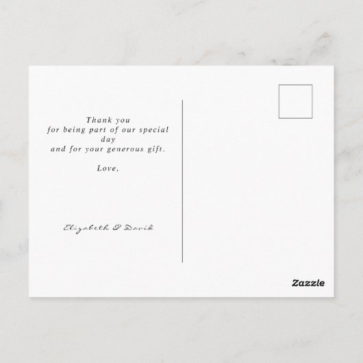 Carte Postale Photo merci mariage script moderne (Dos)