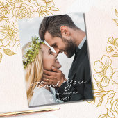 Carte Postale Photo merci mariage script moderne