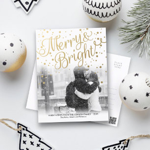 Carte postale photo Merry Bright Gold Confetti