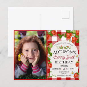Carte Postale Photo mignonne Rouge Bleu Berry Sweet 1er annivers