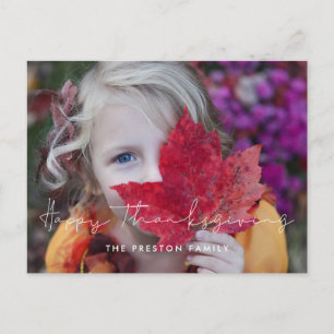 Carte Postale Photo minimaliste de la famille des Bons thanksgiv