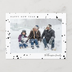 Carte Postale Photo minimaliste de neige blanche noire Bonne ann