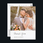 Carte Postale Photo minimaliste Merci Mariage moderne<br><div class="desc">Carte postale moderne mariage merci avec une mise en page simple et minimale avec des polices serif et script et votre photo préférée.</div>