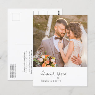 Carte Postale Photo minimaliste Merci Mariage moderne