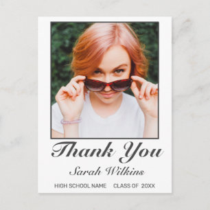 Carte Postale Photo minimaliste moderne de la Graduation blanche