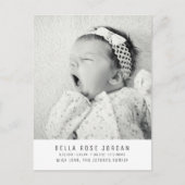 Carte Postale Photo minimaliste moderne Faire-part de naissance (Devant)