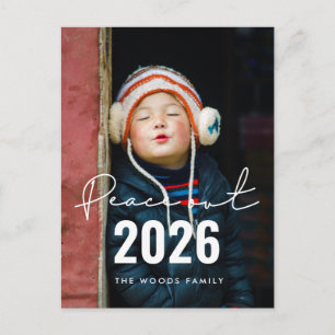 Carte Postale Photo minimaliste simple Peace out 2026 Nouvel An