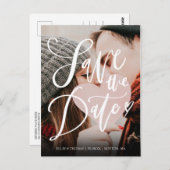 Carte Postale Photo Modern Elegant Script Enregistrer la date (Devant / Derrière)