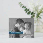 Carte postale photo moderne (bleu/gris) (Debout devant)