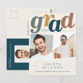 Carte Postale Photo moderne Boho Blue & Beige Grad Grad (Devant / Derrière)