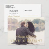 Carte Postale Photo moderne changer la date de report mariage (Devant / Derrière)