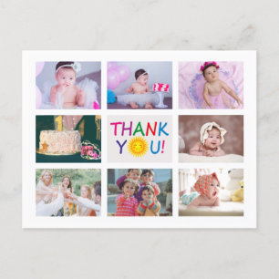 Carte Postale Photo moderne Collage Anniversaire de enfant Merci