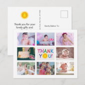 Carte Postale Photo moderne Collage Anniversaire de enfant Merci (Devant / Derrière)