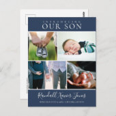 Carte Postale Photo moderne Collage bébé garçon Faire-part (Devant / Derrière)