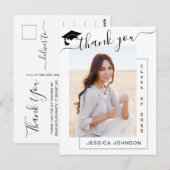 Carte Postale PHOTO Moderne Élégant Merci de graduation (Devant / Derrière)