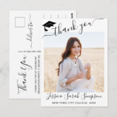 Carte Postale PHOTO Moderne Élégant Merci de graduation (Devant / Derrière)
