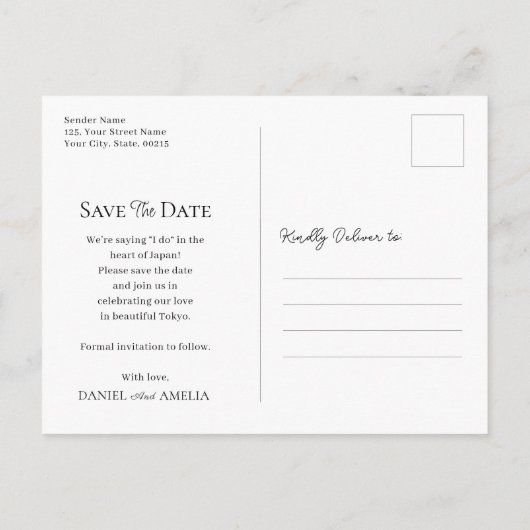 Carte Postale Photo moderne en gras | Mariage Enregistrer La Dat (Dos)