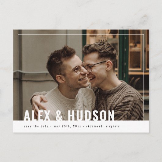 Carte Postale Photo moderne Enregistrer la date (Devant)