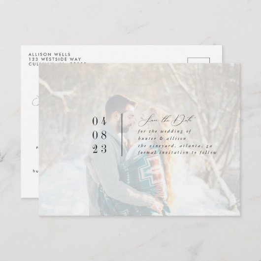 Carte Postale Photo moderne Enregistrer la date (Devant / Derrière)