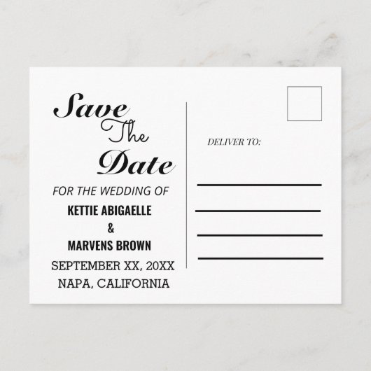 Carte Postale Photo moderne enregistrer l'annonce de date (Dos)