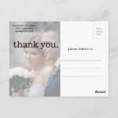 Carte Postale Photo Moderne Machine Texte Mariage Merci (Dos)