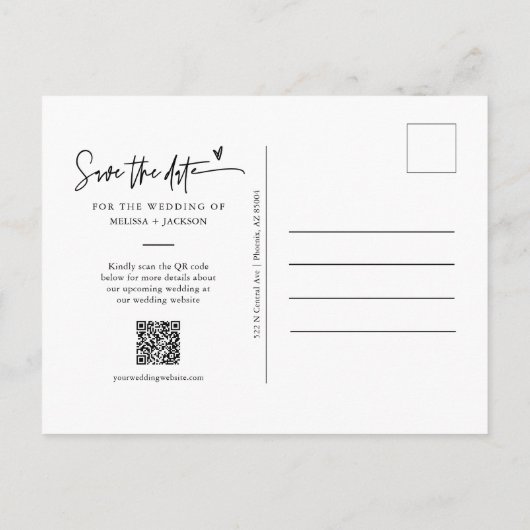 Carte Postale Photo moderne Peach Arch Code QR Enregistrer la da (Dos)