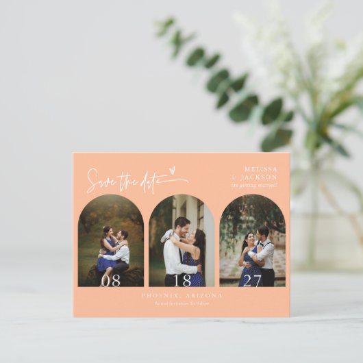 Carte Postale Photo moderne Peach Arch Code QR Enregistrer la da (Debout devant)
