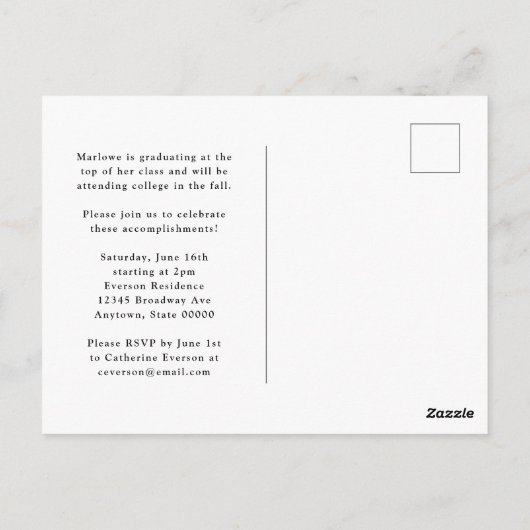 Carte Postale Photo Moderne Portrait Faire-part de graduation (Dos)