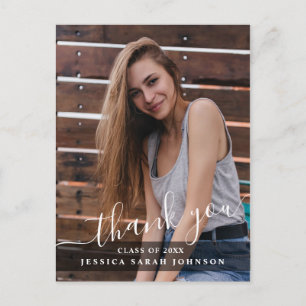 Carte Postale PHOTO Moderne simple élégant Merci de graduation