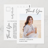 Carte Postale PHOTO Moderne simple élégant Merci de graduation (Devant / Derrière)