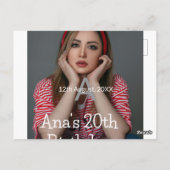 Carte Postale Photo monogramme joyeux 20e anniversaire gris blan (Dos)