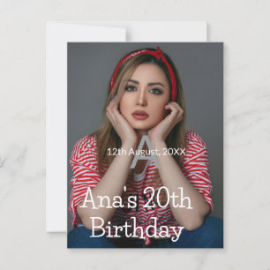 Carte Postale Photo monogramme joyeux 20e anniversaire gris blan