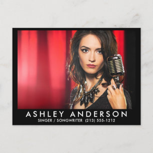 Carte postale Photo Musicien Chanteur - Front noir