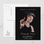 Carte Postale Photo noir blanc diplôme merci (Devant / Derrière)