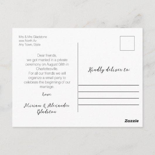 Carte Postale Photo Nous avons attaché le faire-part Mariage de  (Dos)