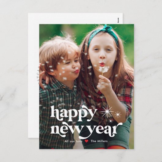 Carte postale photo Nouvel An Vibe Rétro (Devant / Derrière)